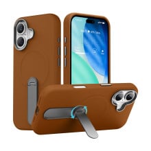 Vaku Luxos ® Apple iPhone 17 Zayro Magpro Leather Scratch Resistant Military-Grade Case With Alloy Metal Stand Shockproof Protective Back Cover