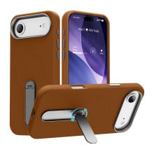 Vaku Luxos ® Apple iPhone 17 Air Zayro Magpro Leather Scratch Resistant Military-Grade Case With Alloy Metal Stand Shockproof Protective Back Cover
