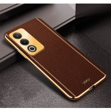 Vaku ® Oppo A3 Pro 5G Luxemberg Leather Pattern Gold Electroplated Soft TPU Back Cover
