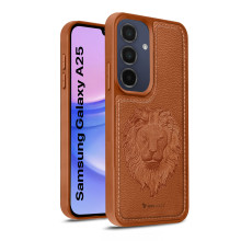 Vaku ® Samsung Galaxy A25 5G Lion Embossed Luxury Designer Leather Protective Back Cover Case
