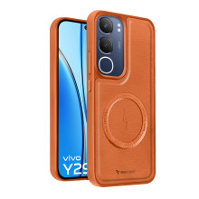 Vaku ® Vivo Y29 5G Maxtron Leather Stitched Magnetic Magsafe Non-Slip Grip Shockproof Back Cover