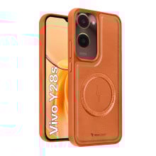 Vaku ® Vivo Y28s 5G Maxtron Leather Stitched Magnetic Magsafe Non-Slip Grip Shockproof Back Cover