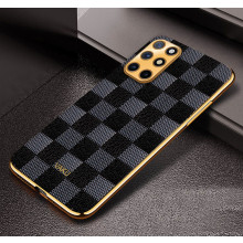 Vaku ® OnePlus 8T Cheron Series Leather Stitched Gold Electroplated Soft TPU Back Cover