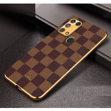 Vaku ® Samsung Galaxy M31 Cheron Series Leather Stitched Gold Electroplated Soft TPU Back Cover