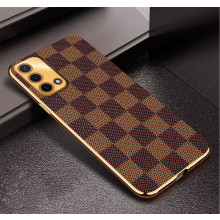 Vaku ® Oppo A74 Cheron Leather Stitched Gold Electroplated Soft TPU Back Cover