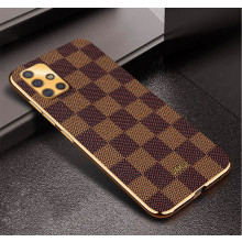 Vaku ® Samsung Galaxy A51 Cheron Series Leather Stitched Gold Electroplated Soft TPU Back Cover
