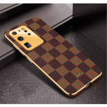 Vaku ® Samsung Galaxy S20 Ultra Cheron Series Leather Stitched Gold Electroplated Soft TPU Back Cover