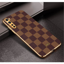 Vaku ® OnePlus Nord Cheron Series Leather Stitched Gold Electroplated Soft TPU Back Cover