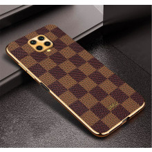 Vaku ® Xiaomi Redmi Note 9 Pro Max Cheron Series Leather Stitched Gold Electroplated Soft TPU Back Cover