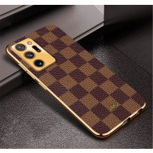 Vaku ® Samsung Galaxy Note 20 Ultra Cheron Series Leather Stitched Gold Electroplated Soft TPU Back Cover