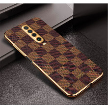 Vaku ® POCO X2 Cheron Series Leather Stitched Gold Electroplated Soft TPU Back Cover