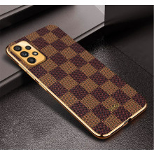 Vaku ® Samsung Galaxy A52s Cheron Series Leather Stitched Gold Electroplated Soft TPU Back Cover
