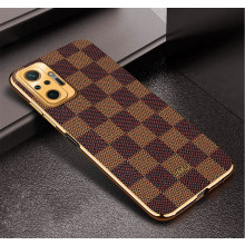 Vaku ® Redmi Note 10 Pro Max Cheron Series Leather Stitched Gold Electroplated Soft TPU Back Cover