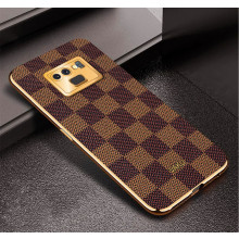 Vaku ® Samsung Galaxy Note 9 Cheron Series Leather Stitched Gold Electroplated Soft TPU Back Cover