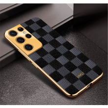 Vaku ® Samsung Galaxy S21 Ultra Cheron Leather Electroplated Soft TPU Back Cover