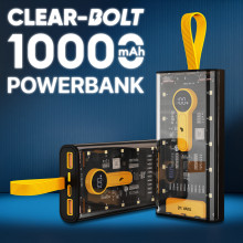 Dr. Vaku Clear Bolt 10000mAh 20W Fast Charging Power Bank with LED Display, Triple Output & SOS Mode