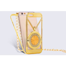 Diamond Lover ® Apple iPhone 5 / 5S / SE Ultra Luxury Crystal + Diamond Metal Bumper with Pearl Chain Back Cover