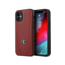 Scuderia Ferrari ® Apple iPhone 12 / 12 Pro Curved Line Stitched Leather Hard Case Back Cover