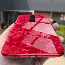 VAKU ® OnePlus 6 Glossy Marble with 9H hardness tempered glass overlay Back Cover