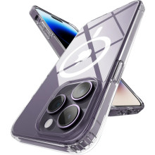 Vaku Luxos ® Apple iPhone 14 / 14 Plus / 14 Pro / 14 Pro Max Glassy Magsafe Series Clear TPU Shockproof Certified Mag-Safe Protective Cover [ Only Back Cover ]