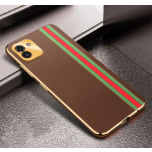 Vaku ® Samsung Galaxy A03 Felix Line Leather Stitched Gold Electroplated Soft TPU Back Cover
