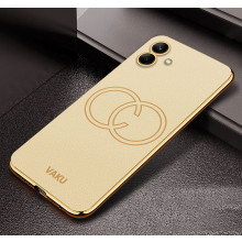 Vaku ® Samsung Galaxy A04 Skylar Leather Pattern Gold Electroplated Soft TPU Back Cover