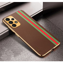 Vaku ® Samsung Galaxy A23 5G Felix Line Leather Stitched Gold Electroplated Soft TPU Back Cover