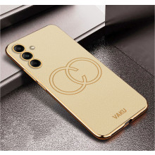 Vaku ® Samsung Galaxy A54 5G Skylar Leather Pattern Gold Electroplated Soft TPU Back Cover