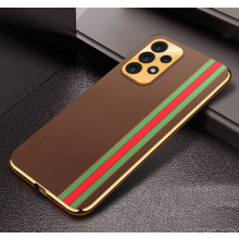 Vaku ® Samsung Galaxy A73 5G Felix Line Leather Stitched Gold Electroplated Soft TPU Back Cover