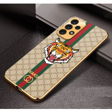 Vaku ® Samsung Galaxy A73 5G Lynx Line Leather Stitched Gold Electroplated Soft TPU Back Cover Case