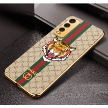 Vaku ® Vivo Y20 Lynx Designer Leather Pattern Gold Electroplated Soft TPU Back Cover Case