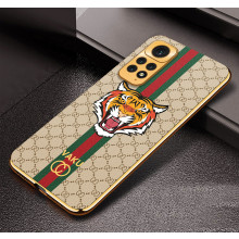 Vaku ® Xiaomi Redmi Note 11 Lynx Designer Leather Pattern Gold Electroplated Soft TPU Back Cover Case