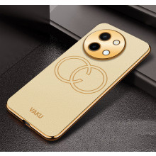 Vaku ® Vivo Y58 5G Skylar Leather Pattern Gold Electroplated Soft TPU Back Cover