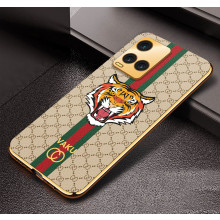 Vaku ® Vivo Y33T Lynx Designer Leather Pattern Gold Electroplated Soft TPU Back Cover Case