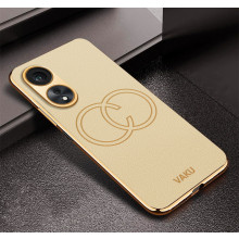 Vaku ® Oppo A58 4G Skylar Leather Pattern Gold Electroplated Soft TPU Back Cover