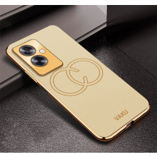 Vaku ® Oppo A79 5G Skylar Leather Pattern Gold Electroplated Soft TPU Back Cover