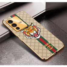 Vaku ® Vivo V23 5G Lynx Designer Leather Pattern Gold Electroplated Soft TPU Back Cover Case