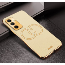 Vaku ® Samsung Galaxy A24 4G Skylar Leather Pattern Gold Electroplated Soft TPU Back Cover