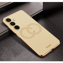 Vaku ® Samsung Galaxy A35 5G Skylar Leather Pattern Gold Electroplated Soft TPU Back Cover
