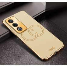 Vaku ® Oppo A3 Pro 5G Skylar Leather Pattern Gold Electroplated Soft TPU Back Cover