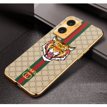 Vaku ® Oppo A76 Lynx Designer Leather Pattern Gold Electroplated Soft TPU Back Cover Case