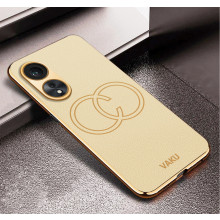 Vaku ® Oppo A78 5G Skylar Leather Pattern Gold Electroplated Soft TPU Back Cover
