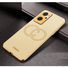 Vaku ® Oppo K10 4G Skylar Leather Pattern Gold Electroplated Soft TPU Back Cover