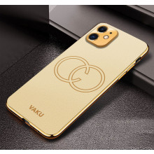 Vaku ® Apple iPhone 11 Skylar Leather Pattern Gold Electroplated Soft TPU Back Cover