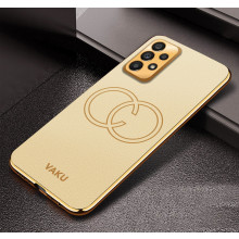 Vaku ® Samsung Galaxy A32 4G Skylar Leather Pattern Gold Electroplated Soft TPU Back Cover