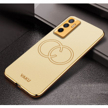Vaku ® Vivo Y75 4G Skylar Leather Pattern Gold Electroplated Soft TPU Back Cover