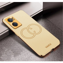 Vaku ® Oppo Reno7 5G Skylar Leather Pattern Gold Electroplated Soft TPU Back Cover