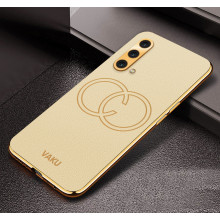 Vaku ® OnePlus Nord CE Skylar Leather Pattern Gold Electroplated Soft TPU Back Cover