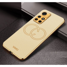 Vaku ® Redmi Note 11T 5G Skylar Leather Pattern Gold Electroplated Soft TPU Back Cover