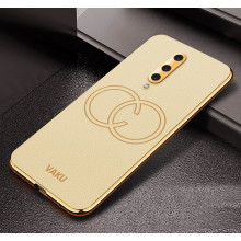 Vaku ® OnePlus 8 Skylar Leather Pattern Gold Electroplated Soft TPU Back Cover